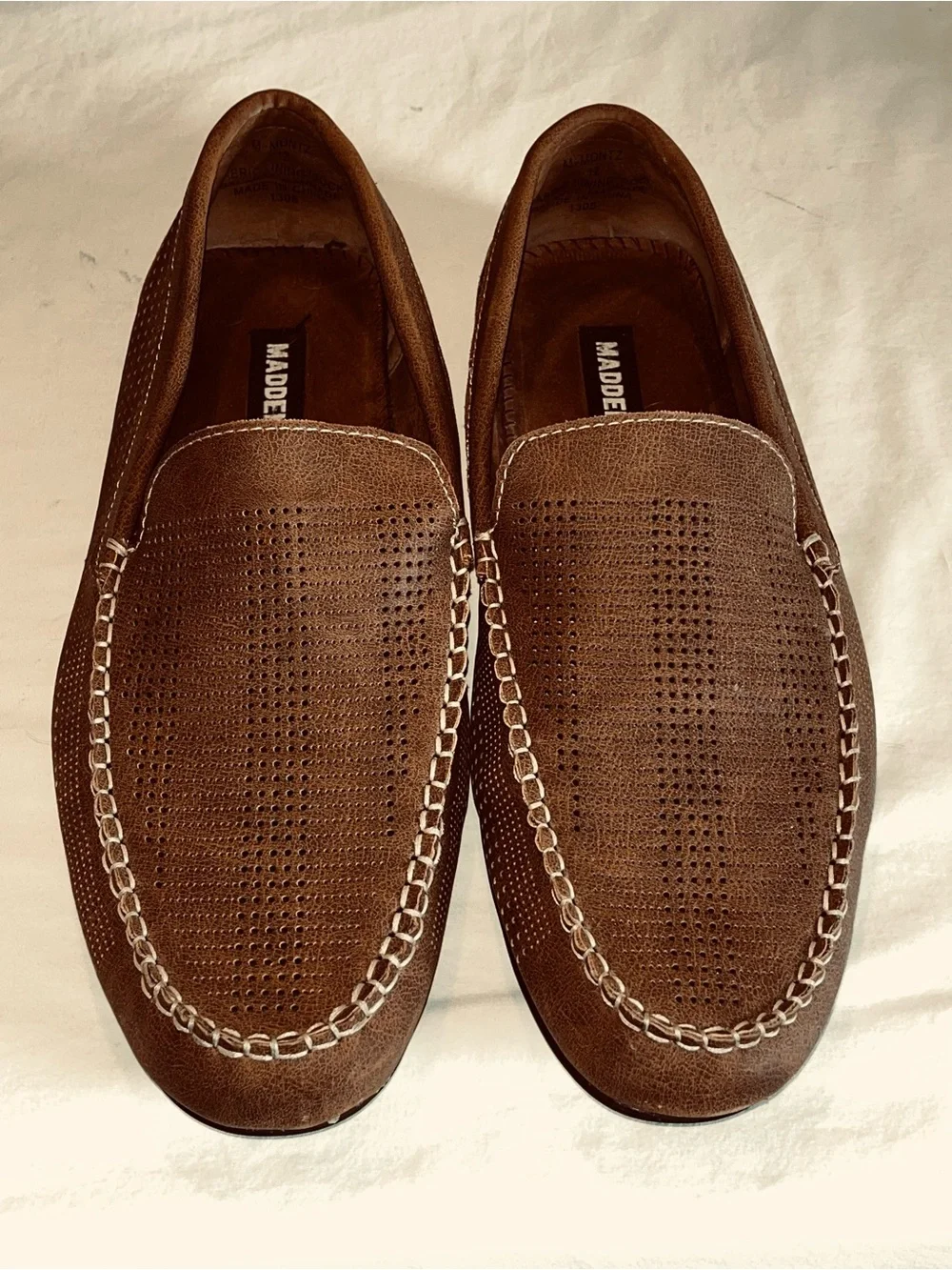 Steve Madden Men’s Brown Perforated Slip-On Loafers Size 11 Casual Comfort Shoe